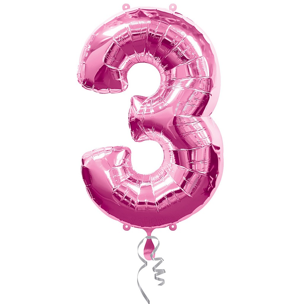 3 Pink Foil Balloon