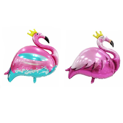 Flamingo With Crown Foil Balloon