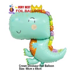 Crown Dinosaur Foil Balloon